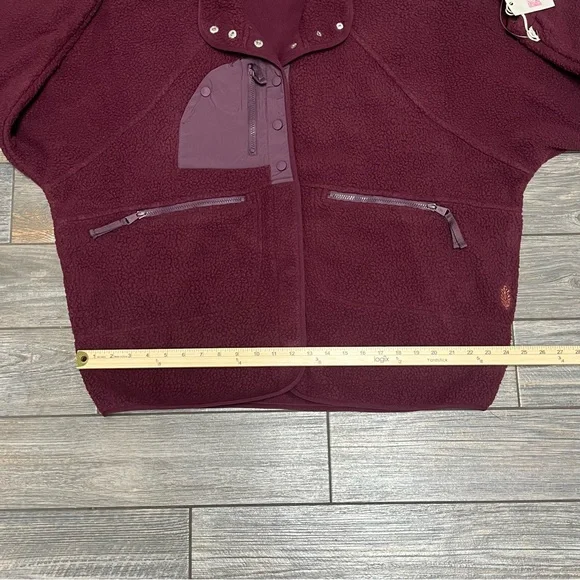 NWT Free People Movement x Hatch Hit The Slopes Fleece Jacket Medium Deep Maroon - Picture 11 of 15